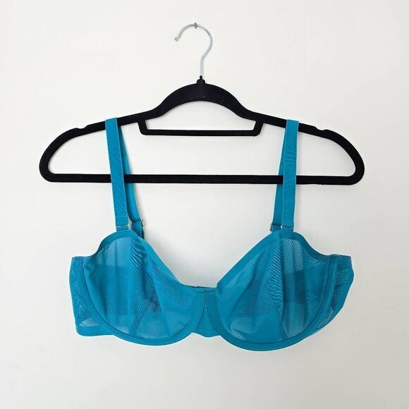 Cuup Bra Women's 36D Blue Sheer Non Padded Underwired Adjustable Strap Stretch T - Picture 8 of 8